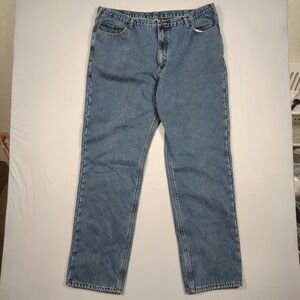 Full Blue Jeans Mens 42x36 Fleece Lined Straight Leg Blue Denim Solid Outdoor